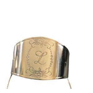 Vintage Set Of 2 Custom Craft Stainless Steel Monogram L Napkin Rings Silver